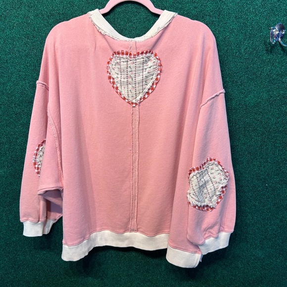 🔥 05 NWT BlueVelvet Heart Peace Symbol Patchwork Sweatshirt FIRM - Picture 9 of 12